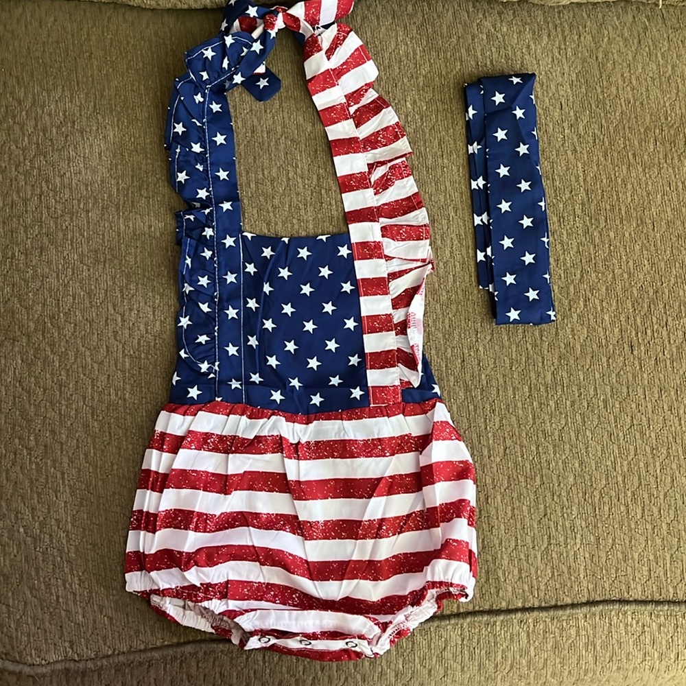 4th of July infant girls romper outfit